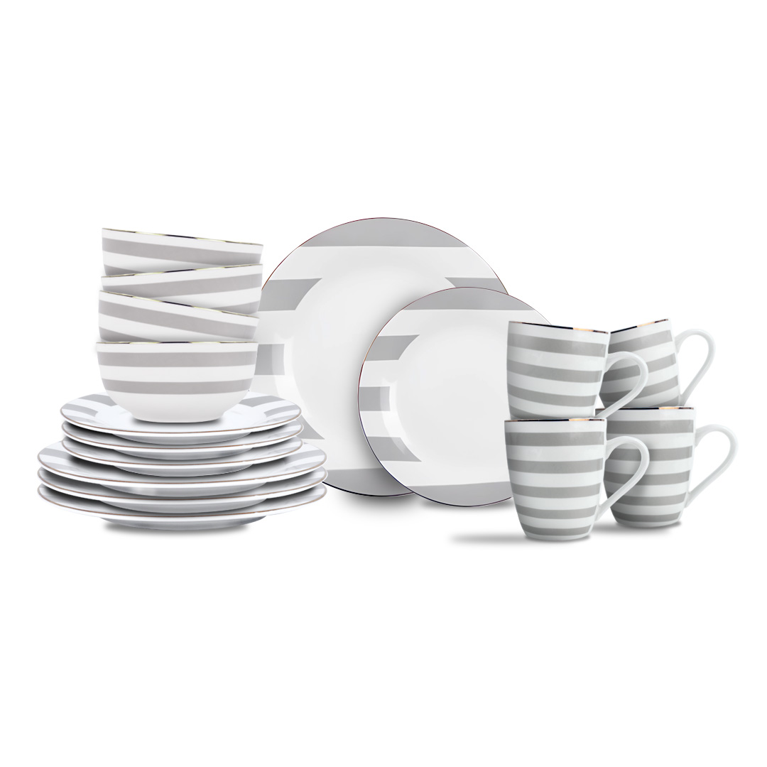 Foto 2 pulgar | Vajilla Zéline Para 4 Personas - Ceramica Gris/blanca  16 Piezas