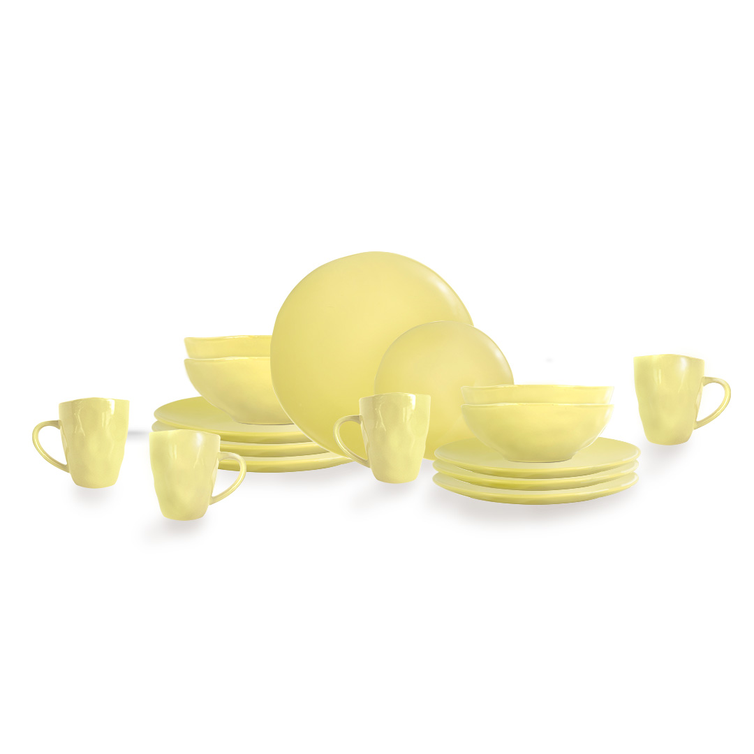 Vajilla Tove Para 4 Personas - Ceramica Amarilla 16 Piezas
