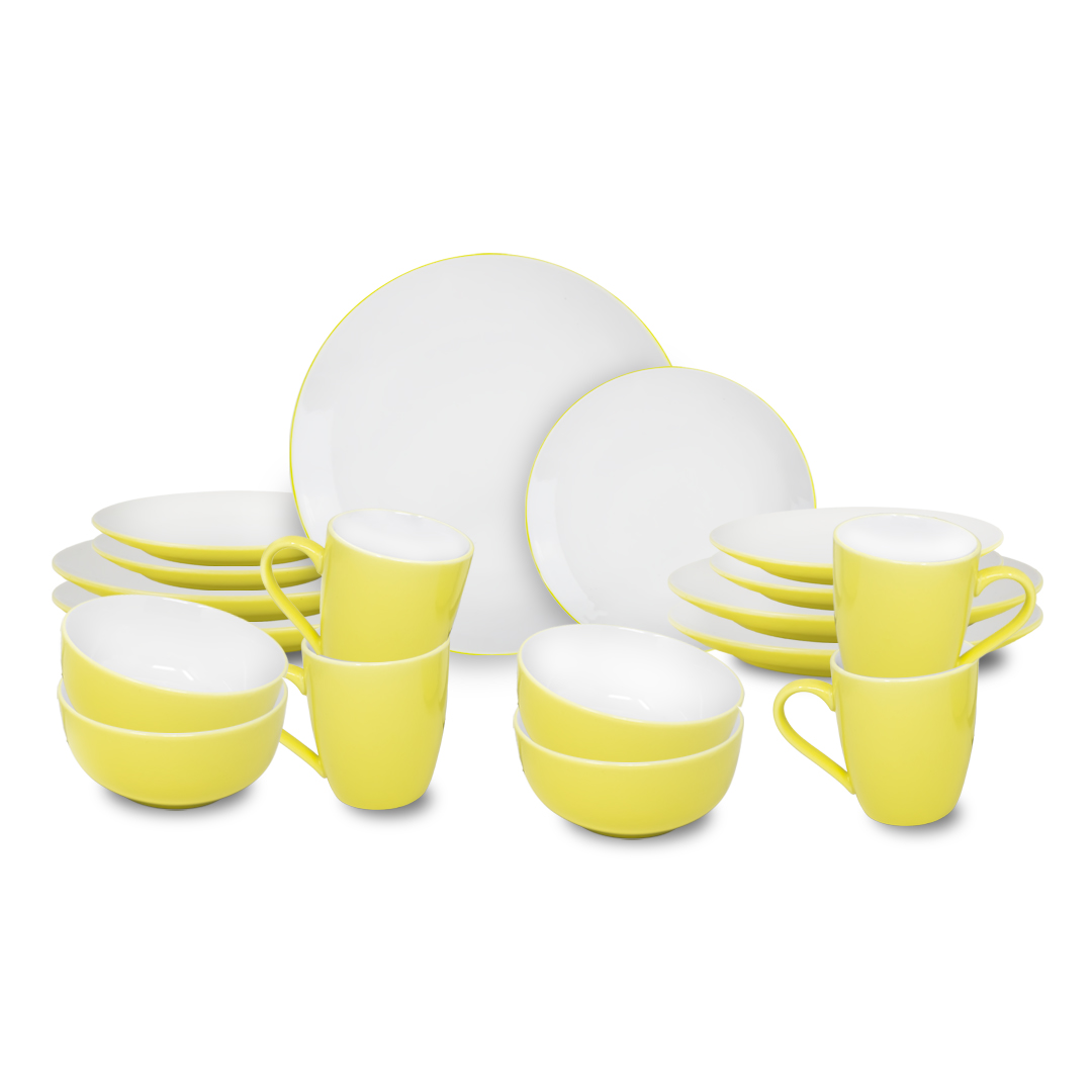 Foto 2 pulgar | Vajilla Elin Para 4 Personas - Ceramica Amarillo/ Blanco 16 Piezas