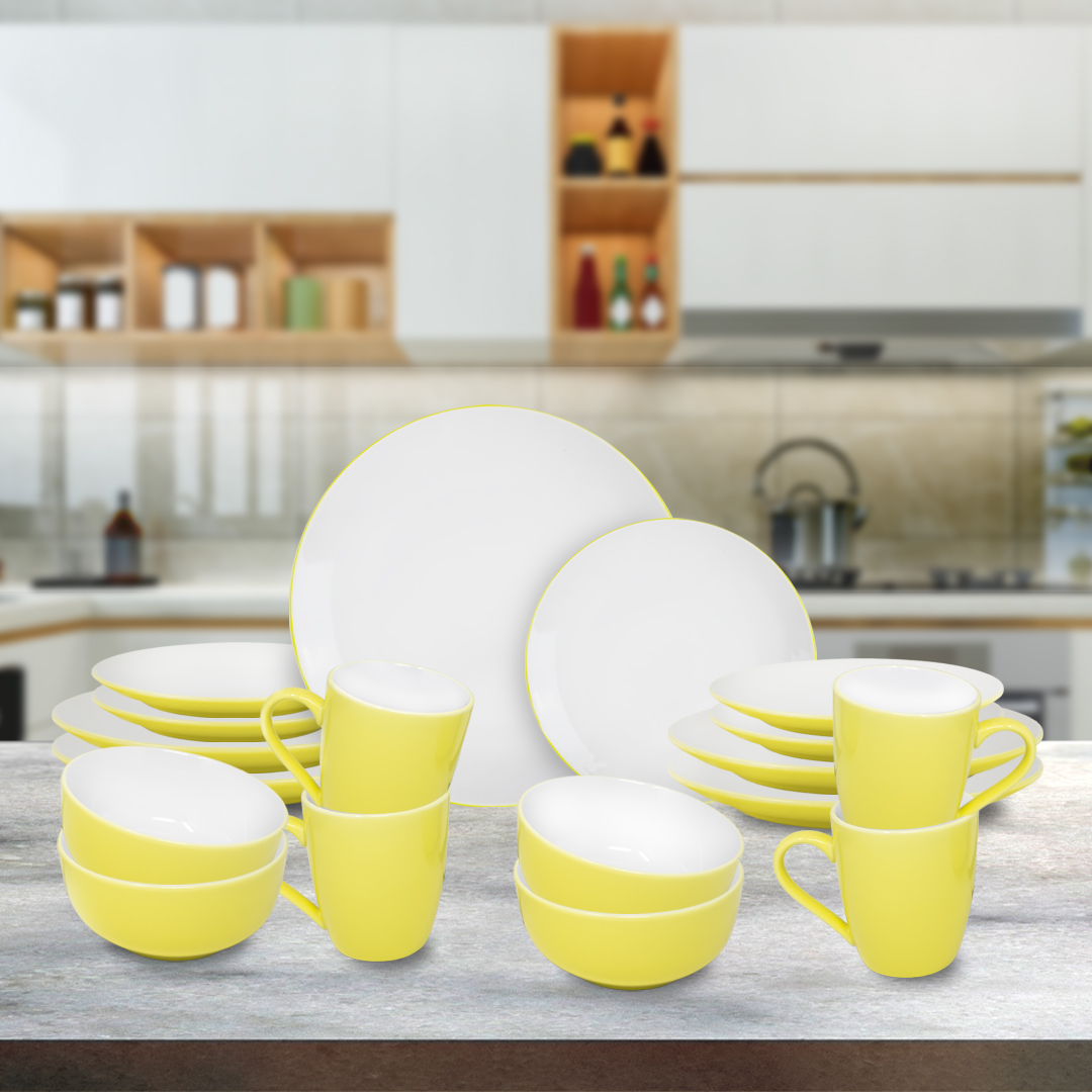 Foto 3 pulgar | Vajilla Elin Para 4 Personas - Ceramica Amarillo/ Blanco 16 Piezas