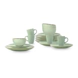 Vajilla Vilma Para 4 Personas - Ceramica Verde 16 Piezas