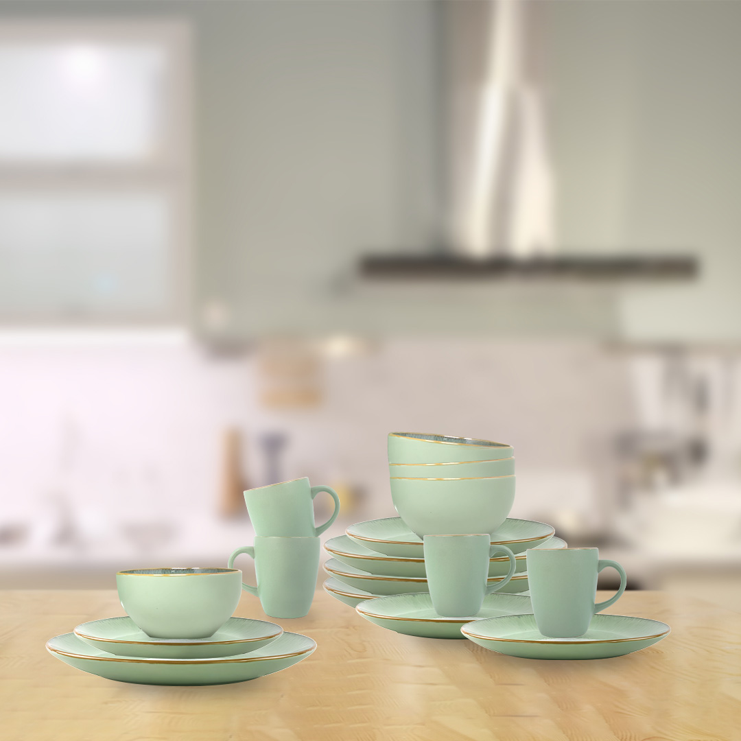 Foto 7 pulgar | Vajilla Vilma Para 4 Personas - Ceramica Verde 16 Piezas