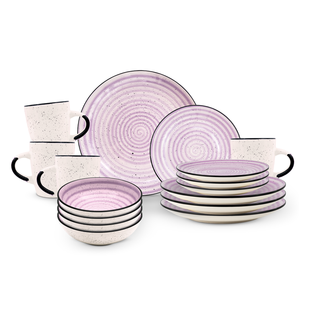 Foto 1 | Vajilla Signe Para 4 Personas - Ceramica Blanca/lila 16 Piezas