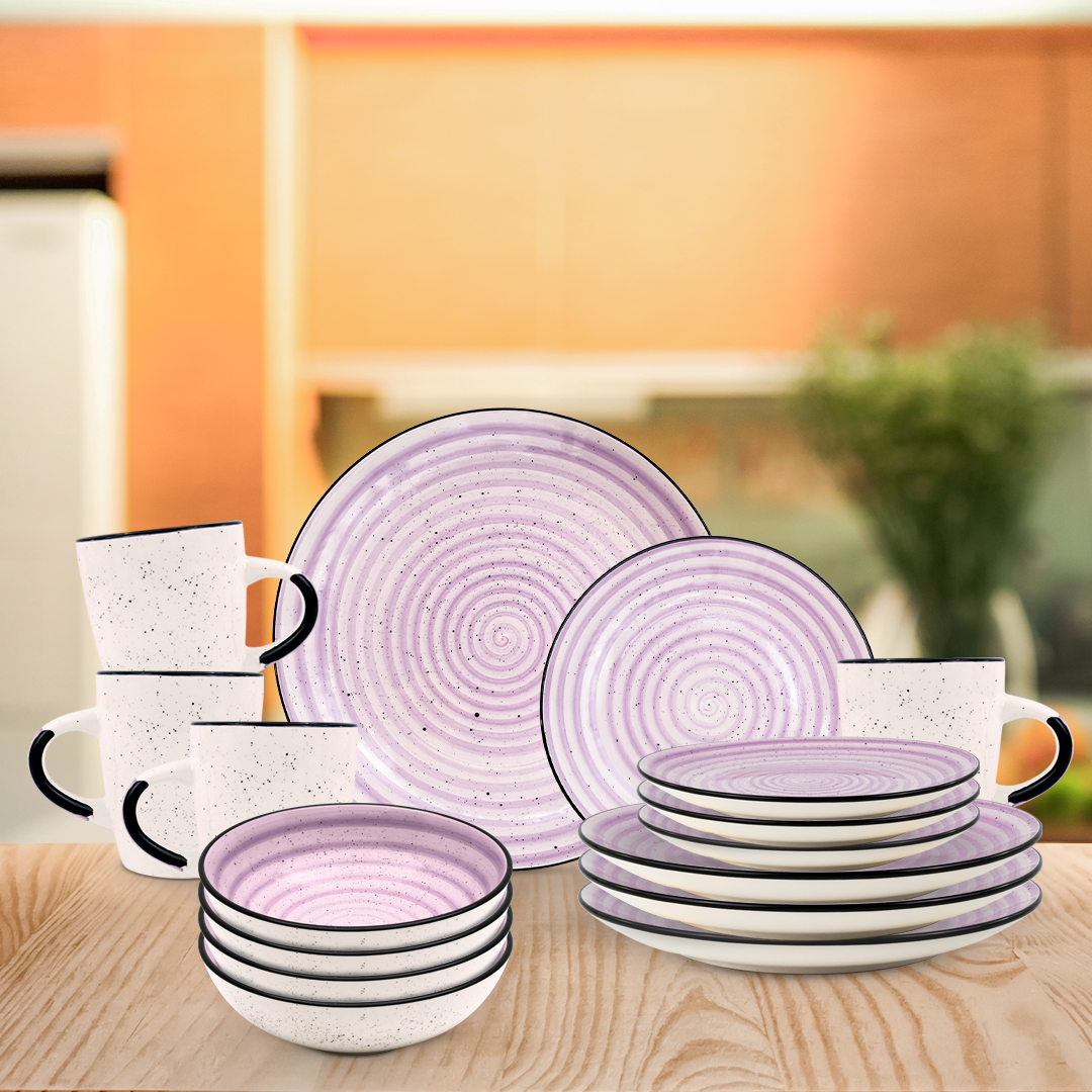 Foto 7 | Vajilla Signe Para 4 Personas - Ceramica Blanca/lila 16 Piezas