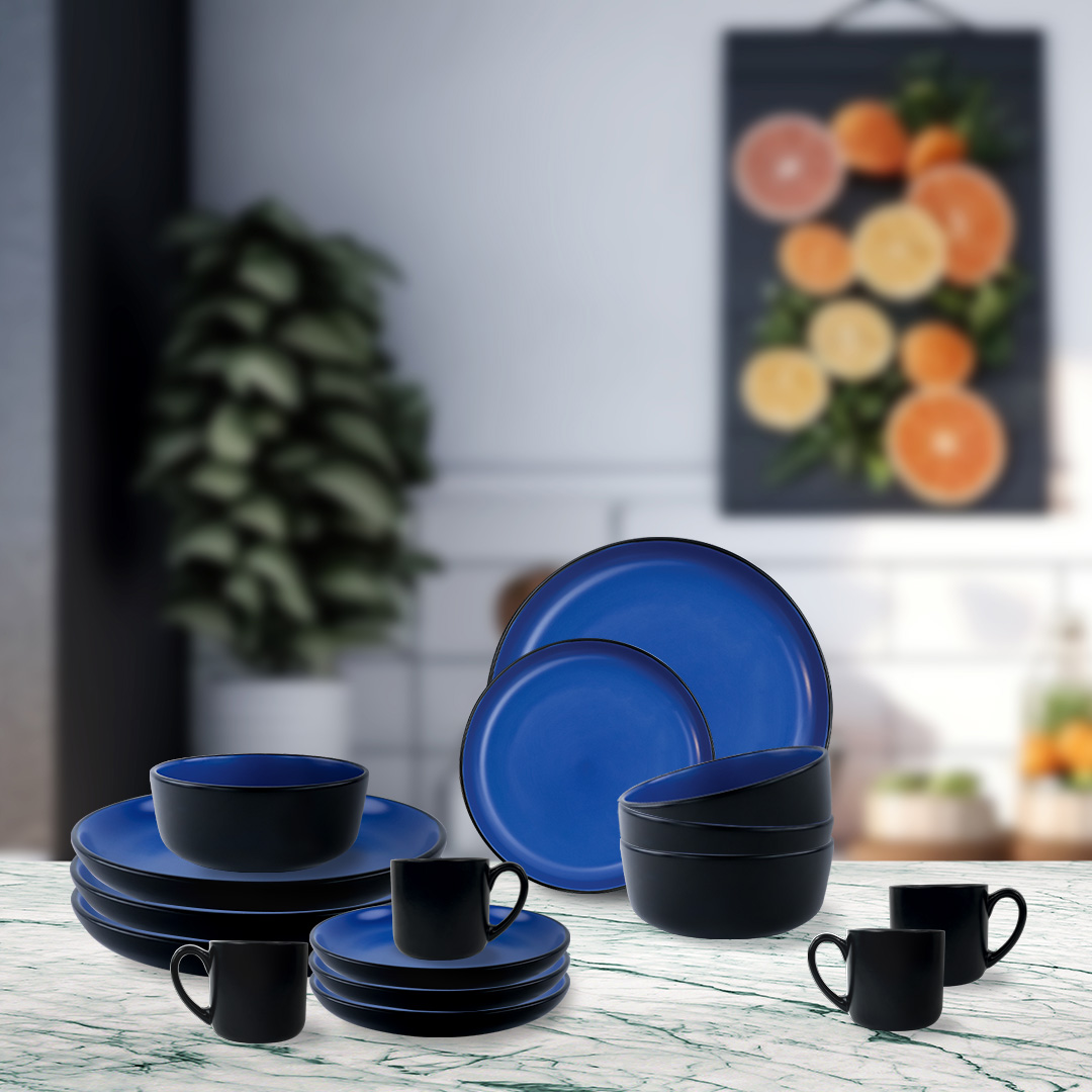 Foto 7 | Vajilla Nattbla Para 4 Personas - Ceramica Negra/azul 16 Personas