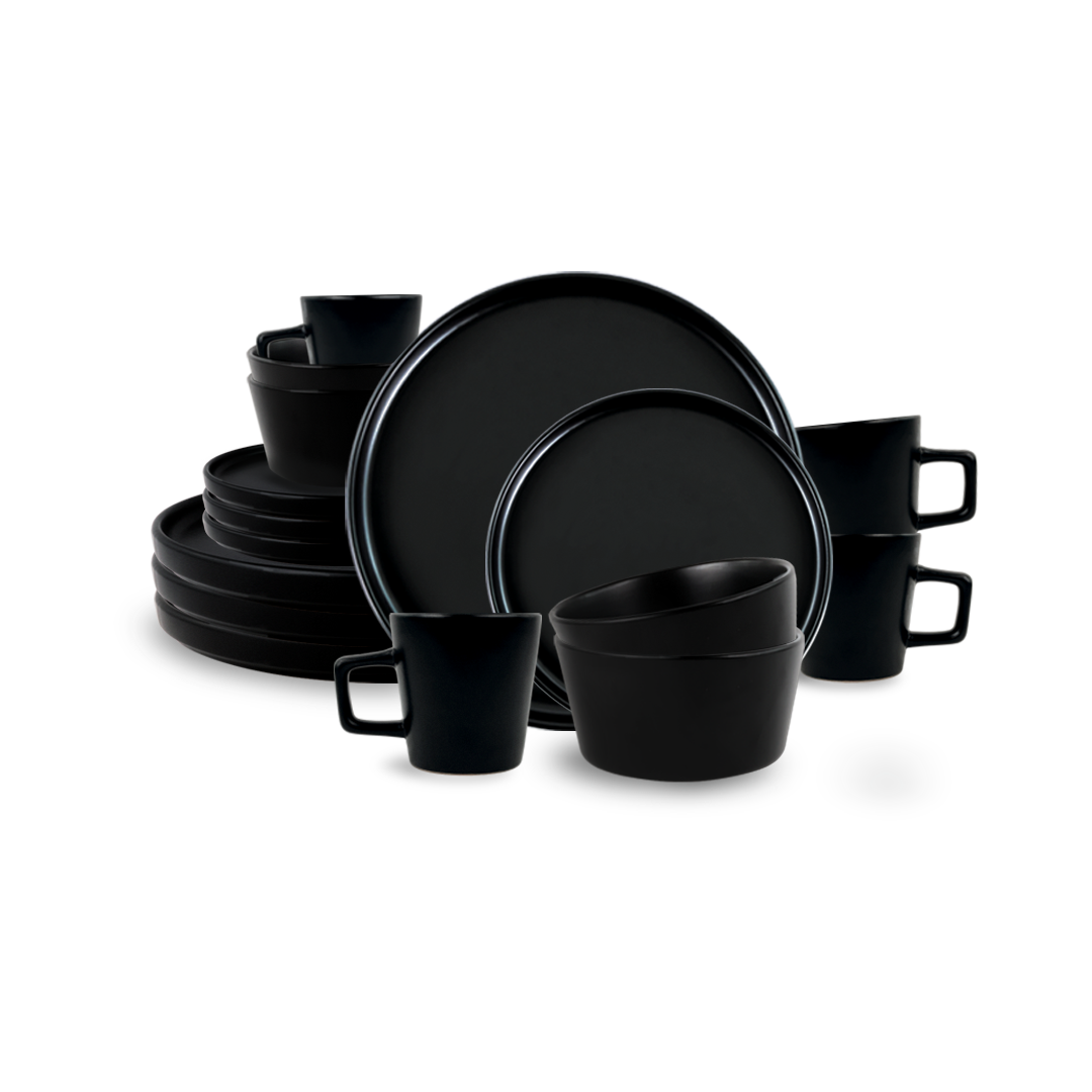 Foto 2 pulgar | Vajilla Sigrid Para 4 Personas - Ceramica Negra Mate 16 Piezas