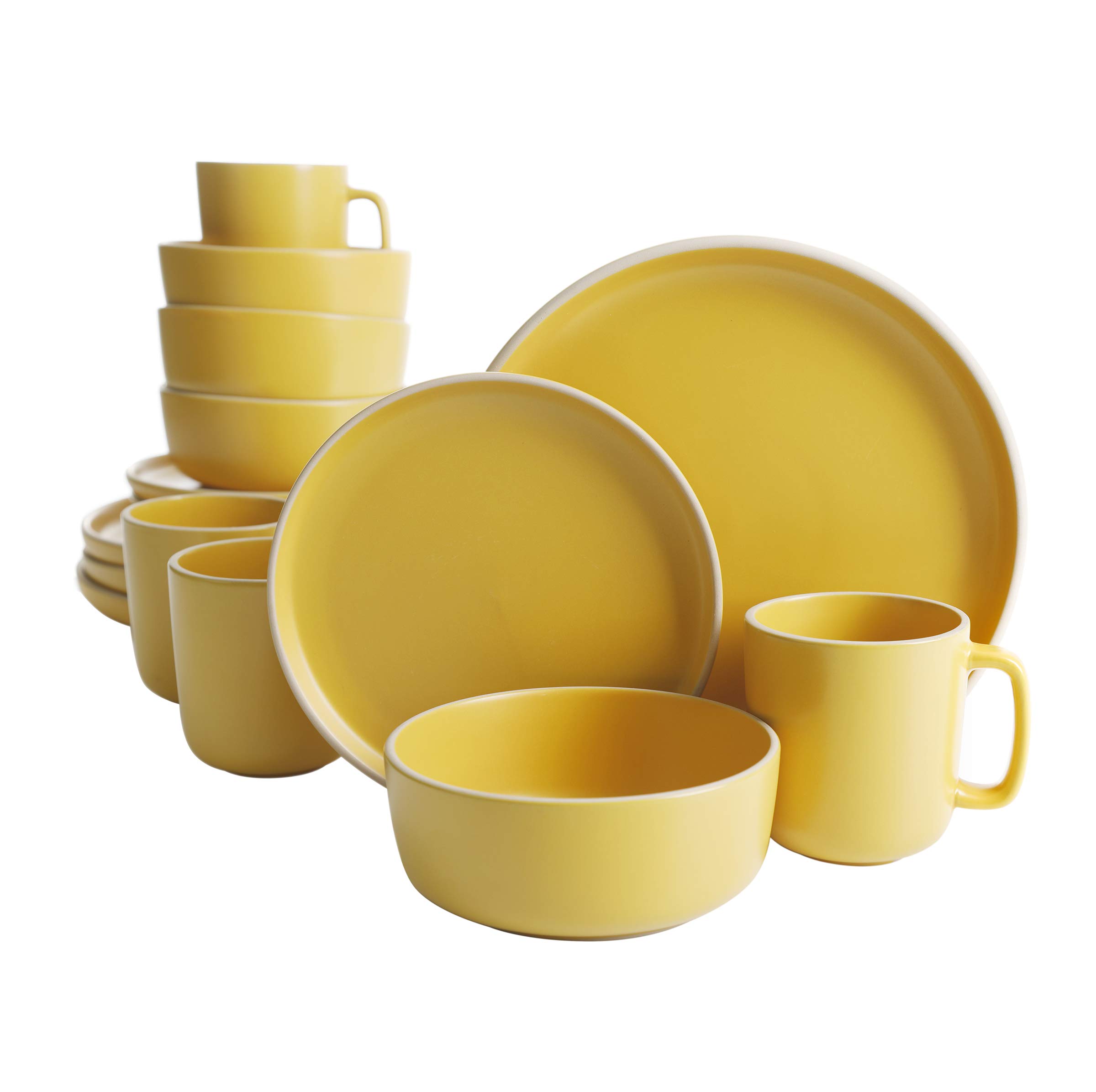 Juego De Vajilla Gibson Home Zuma 16 Piezas Service Para 4 Personas, Color Amarillo - Venta Internacional.