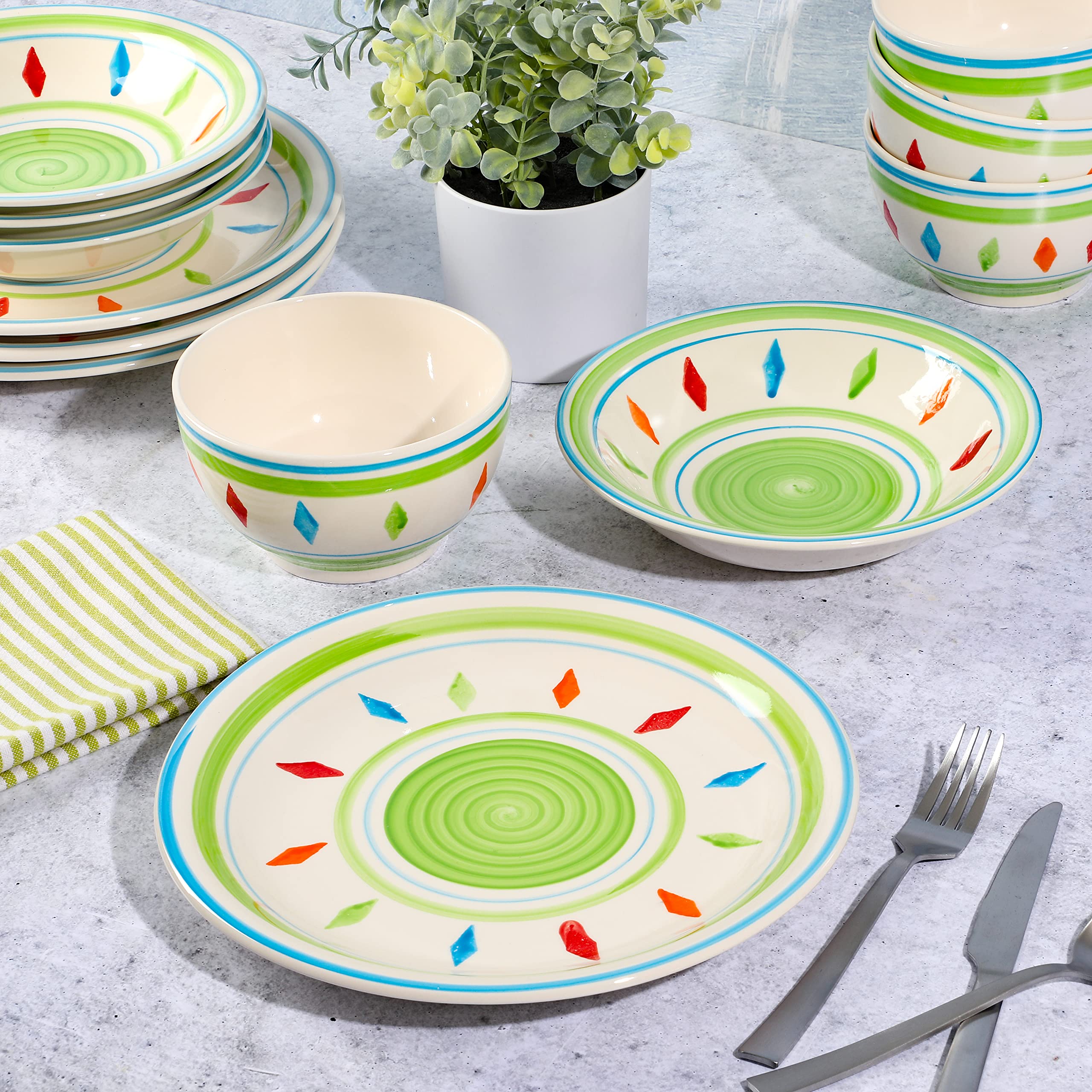 Foto 5 | Juego De Vajilla Gibson Home Heidy Green 12 Piezas Service 4 - Venta Internacional.
