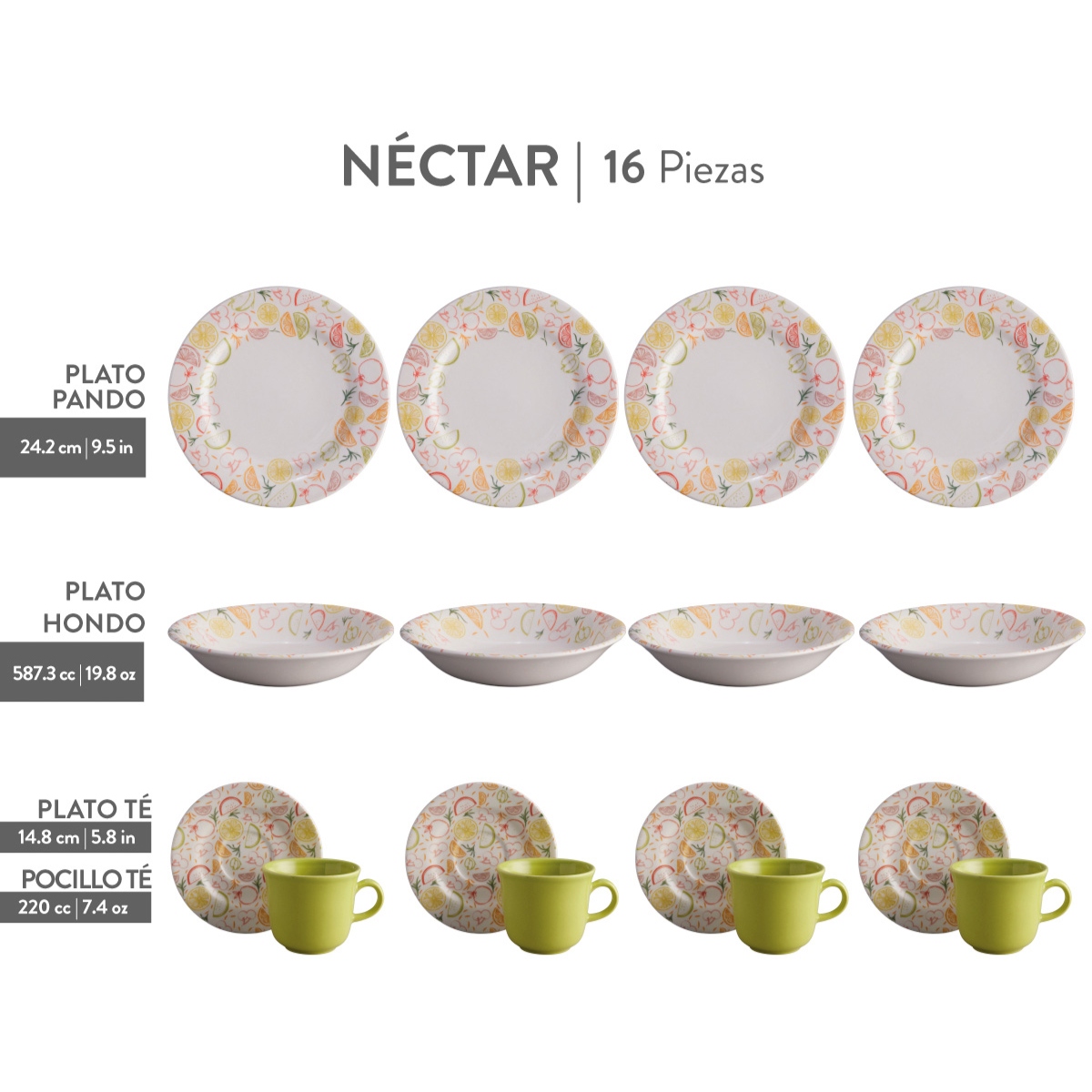 Foto 3 | Vajilla Corona Néctar 16 Piezas – 4 Puestos Elegantes Para Cada Comida