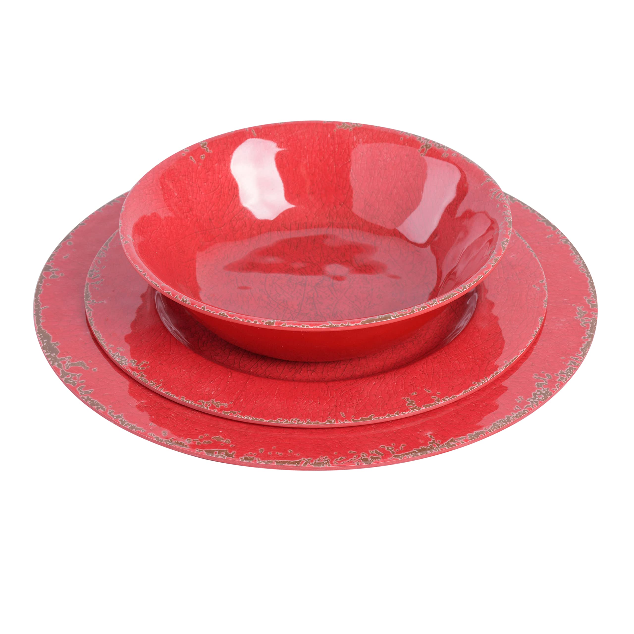 Foto 4 pulgar | Juego De Vajilla Gibson Home Mauna De Plástico Melamínico, 12 Piezas, Rojo - Venta Internacional.