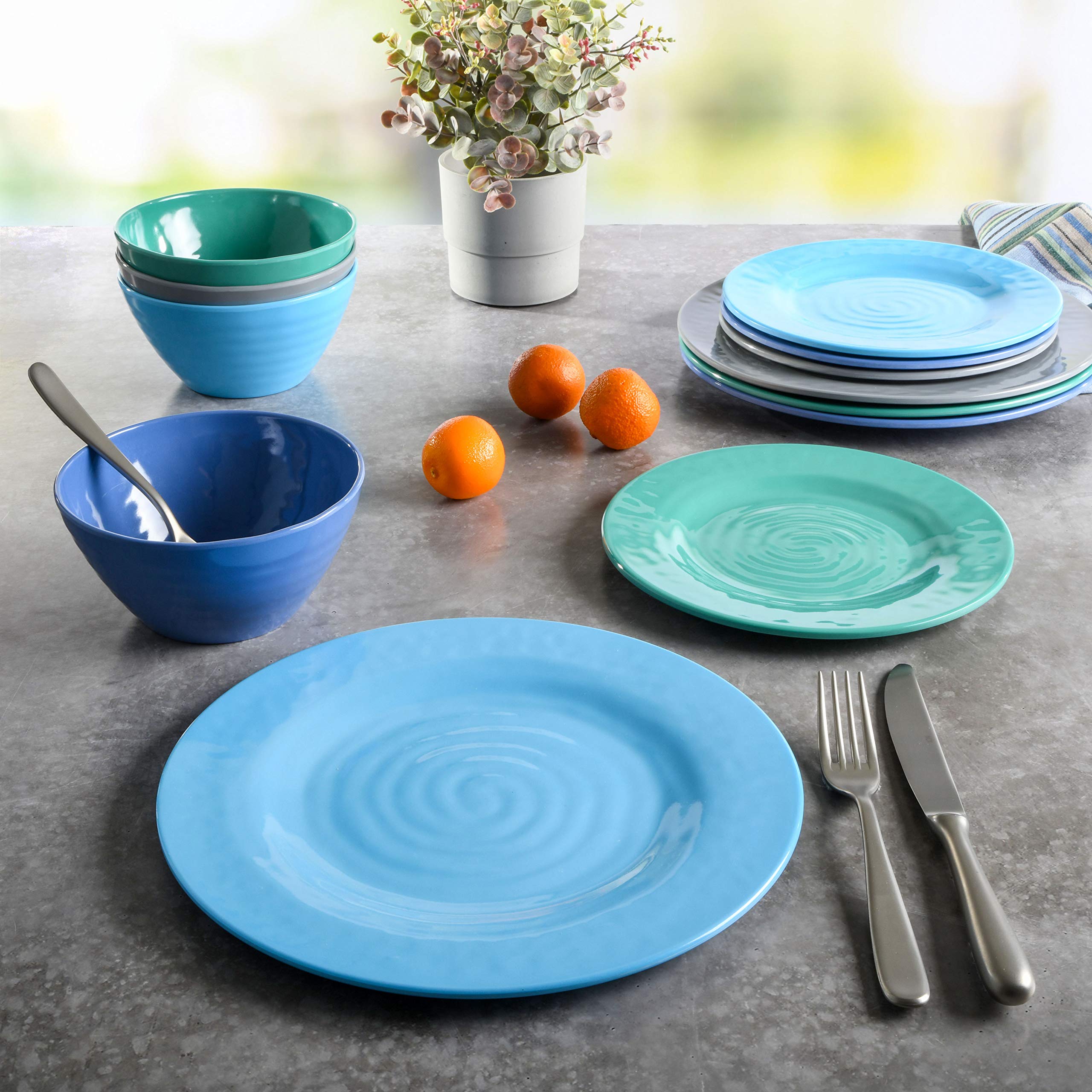 Foto 5 pulgar | Juego De Vajilla Gibson Home Melamine Service 4 Azules 12 Piezas - Venta Internacional.