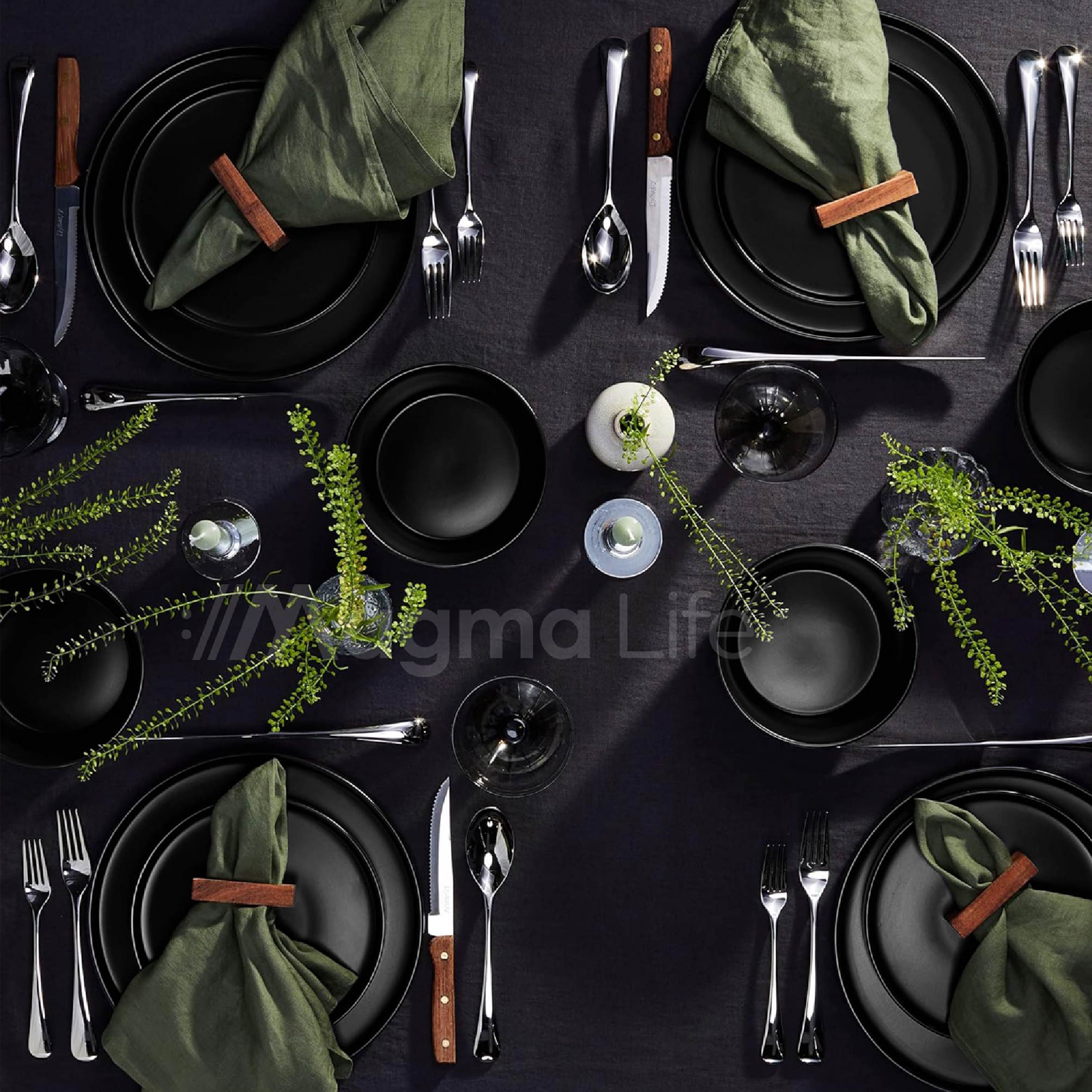 Foto 4 pulgar | Magma Life Vajilla Para 4 Personas Color Negro Ceramica/stoneware Elegante Y Modernos Set De 16 Pzas Con 8 Platos