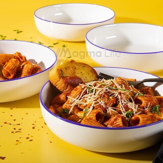Foto 3 | Magma Life Vajilla Para 4 Personas Ceramica/porcelana, 16 Piezas. Clásica Y Atemporal (borde Azul)