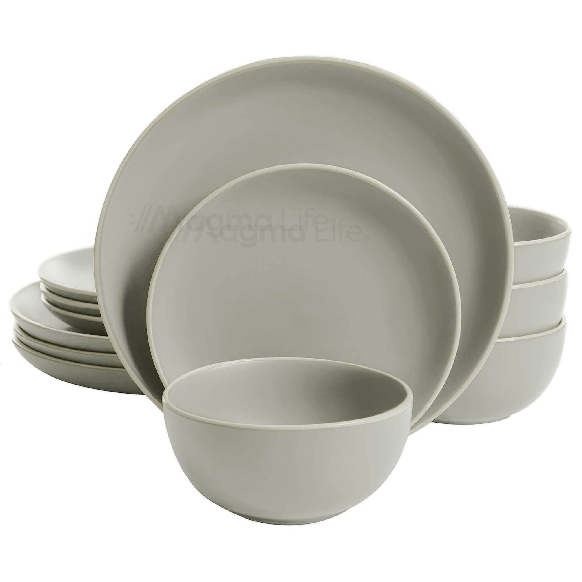 Foto 2 | Magma Life Vajilla Para 4 Personas De Stoneware, 12 Piezas: Resistente A Altas Temperaturas (gris Mate)