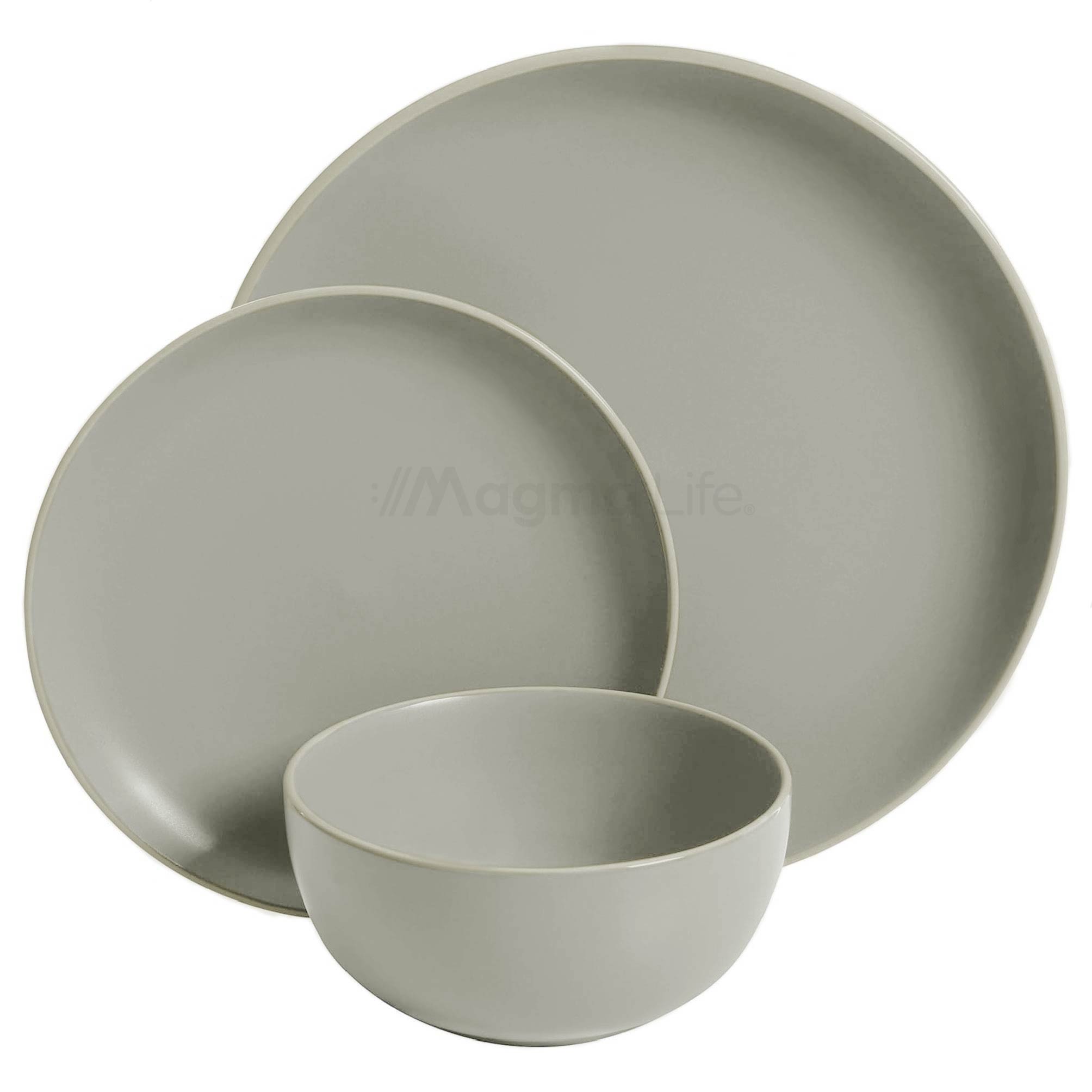 Foto 7 pulgar | Magma Life Vajilla Para 4 Personas De Stoneware, 12 Piezas: Resistente A Altas Temperaturas (gris Mate)