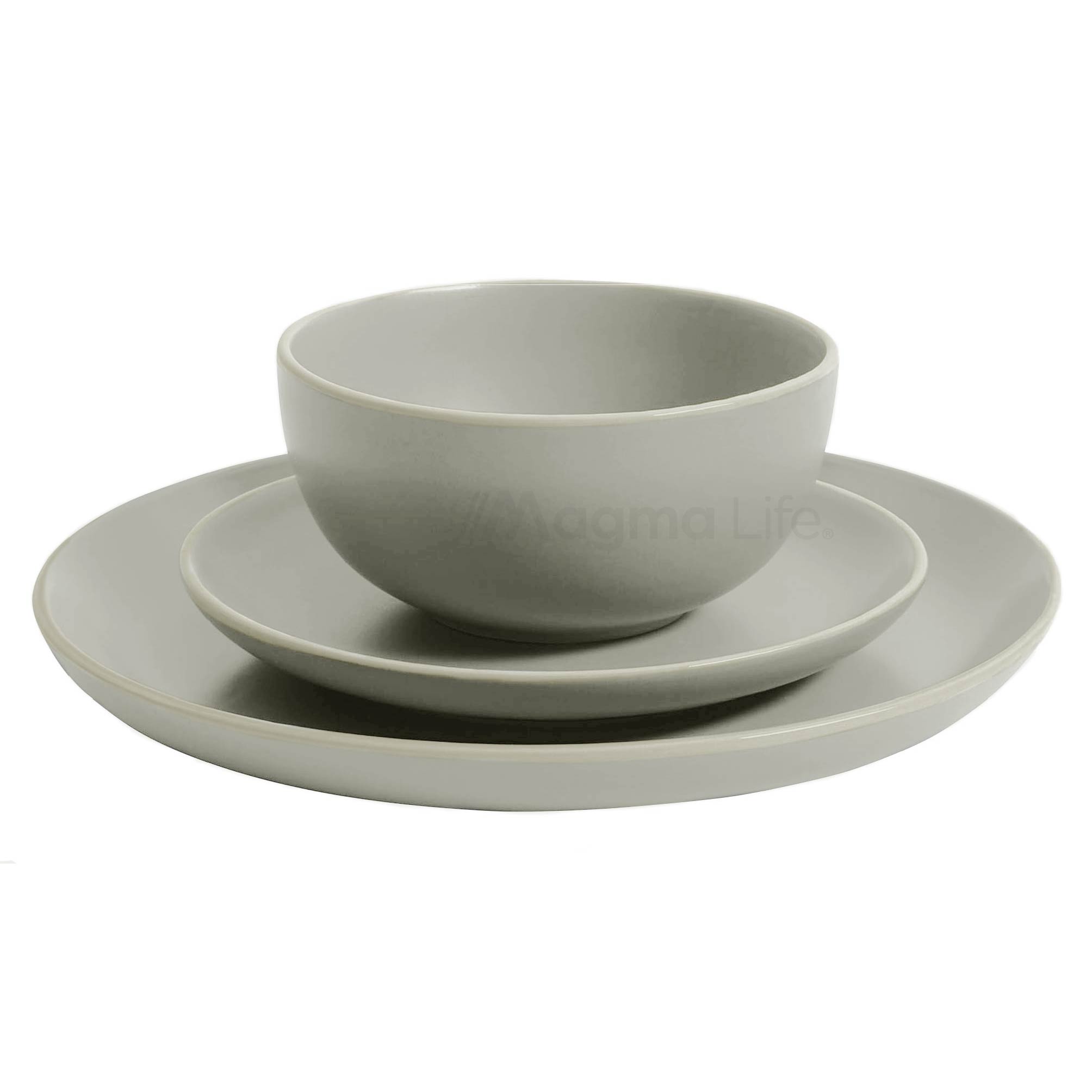 Foto 7 | Magma Life Vajilla Para 4 Personas De Stoneware, 12 Piezas: Resistente A Altas Temperaturas (gris Mate)