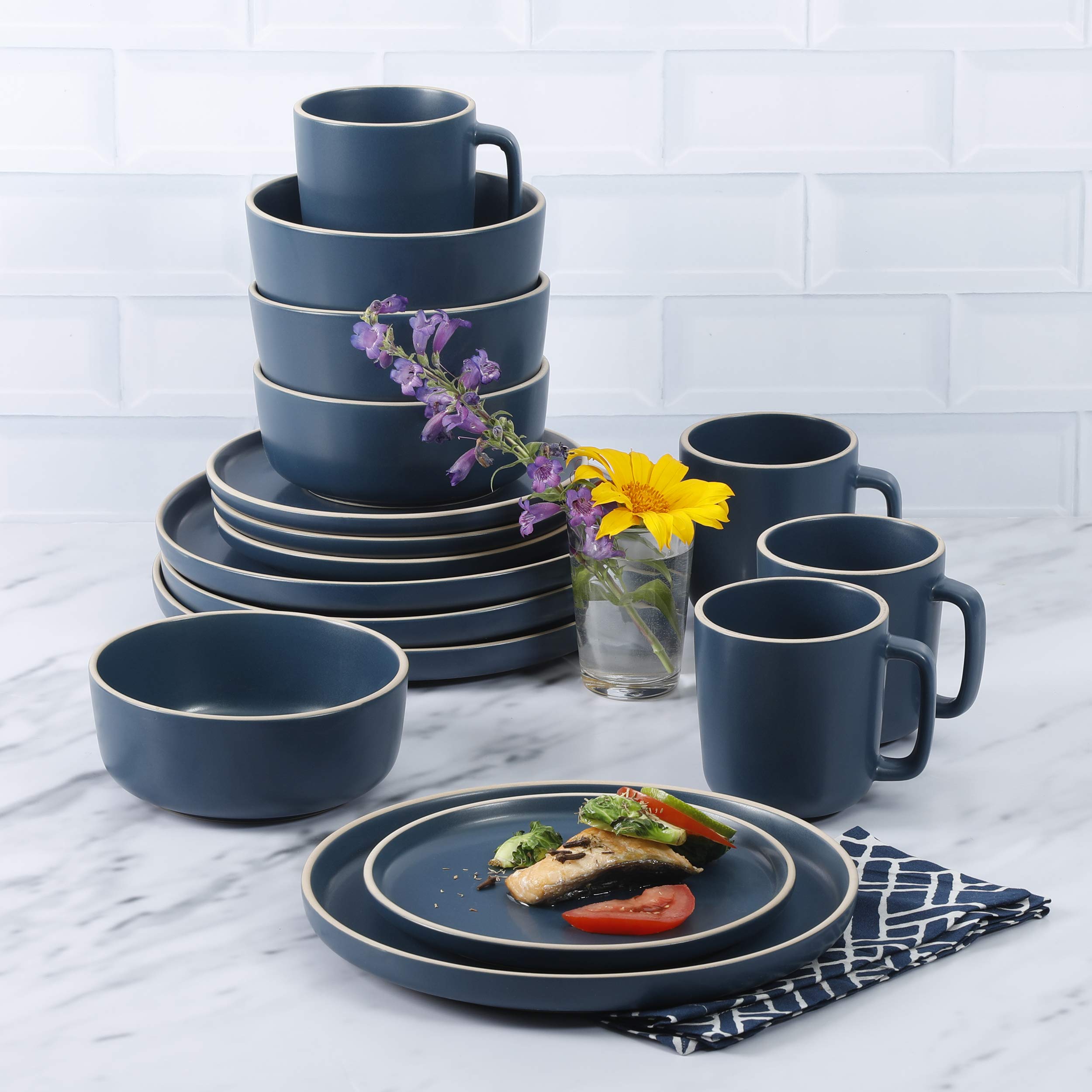 Foto 5 | Juego De Vajilla De Cocina Gibson Home Zuma, 16 Piezas, Azul Cobalto - Venta Internacional.
