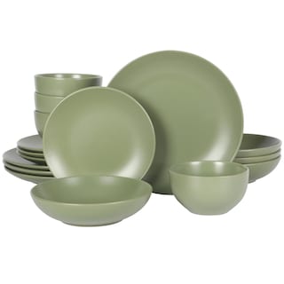 Foto 1 | Juego De Vajilla Gibson Home Queenslane De 16 Piezas, Color Verde Mate - Venta Internacional.