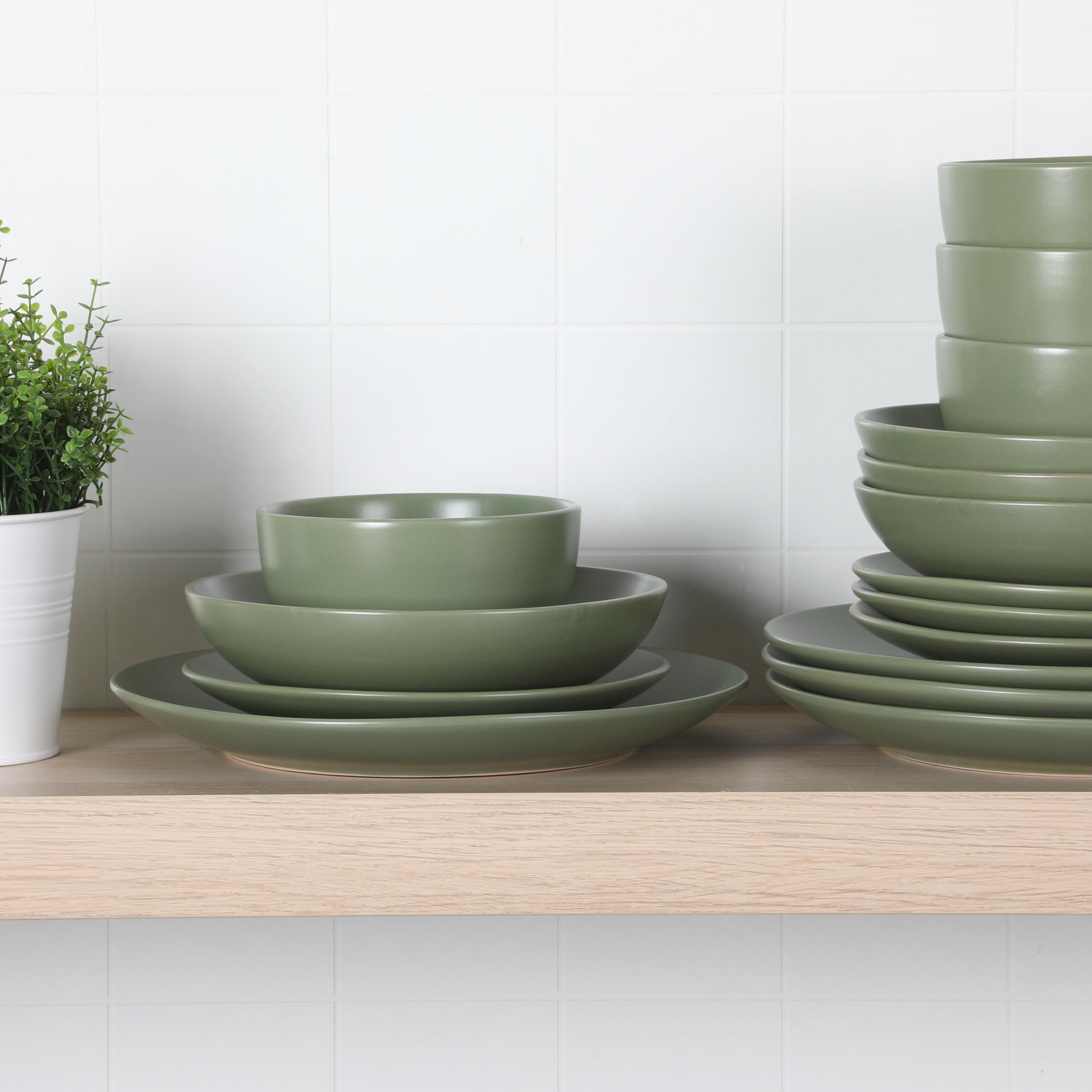 Foto 4 | Juego De Vajilla Gibson Home Queenslane De 16 Piezas, Color Verde Mate - Venta Internacional.