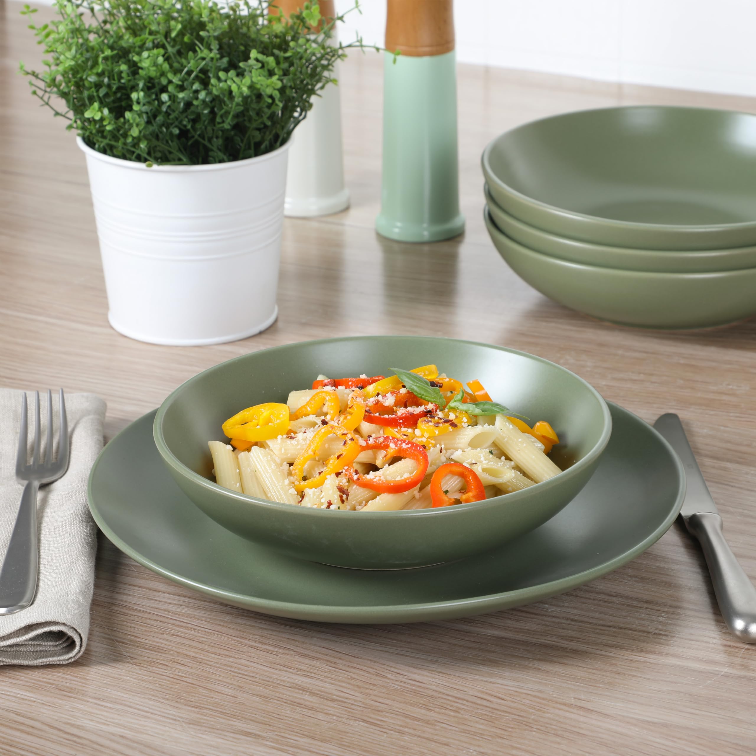 Foto 5 | Juego De Vajilla Gibson Home Queenslane De 16 Piezas, Color Verde Mate - Venta Internacional.