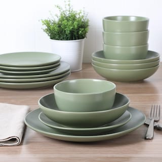 Foto 6 | Juego De Vajilla Gibson Home Queenslane De 16 Piezas, Color Verde Mate - Venta Internacional.