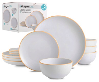 Foto 1 | Magma Life Vajilla Para 4 Personas De Stoneware, 12 Piezas: Resistente A Altas Temperaturas (blanco)