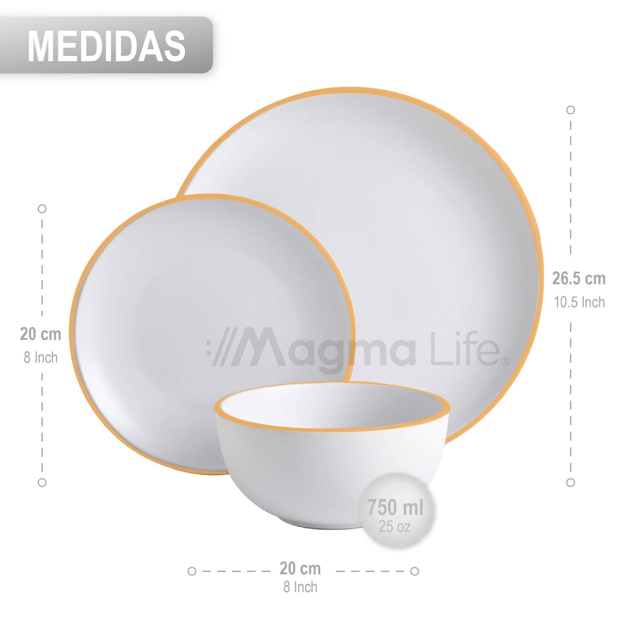 Foto 7 pulgar | Magma Life Vajilla Para 4 Personas De Stoneware, 12 Piezas: Resistente A Altas Temperaturas  (blanco)