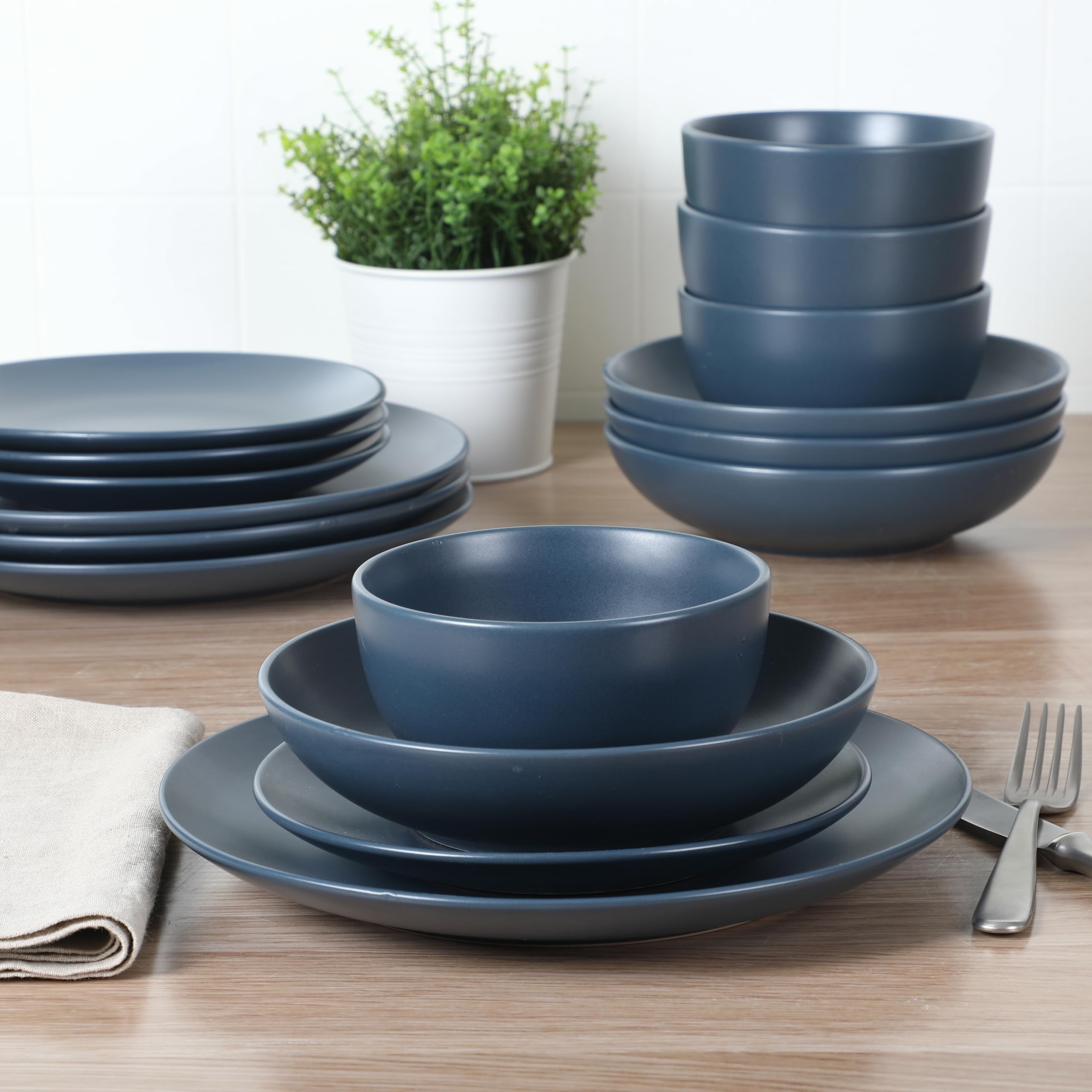 Foto 4 | Juego De Vajilla Gibson Home Queenslane, 16 Piezas, Azul Mate - Venta Internacional.