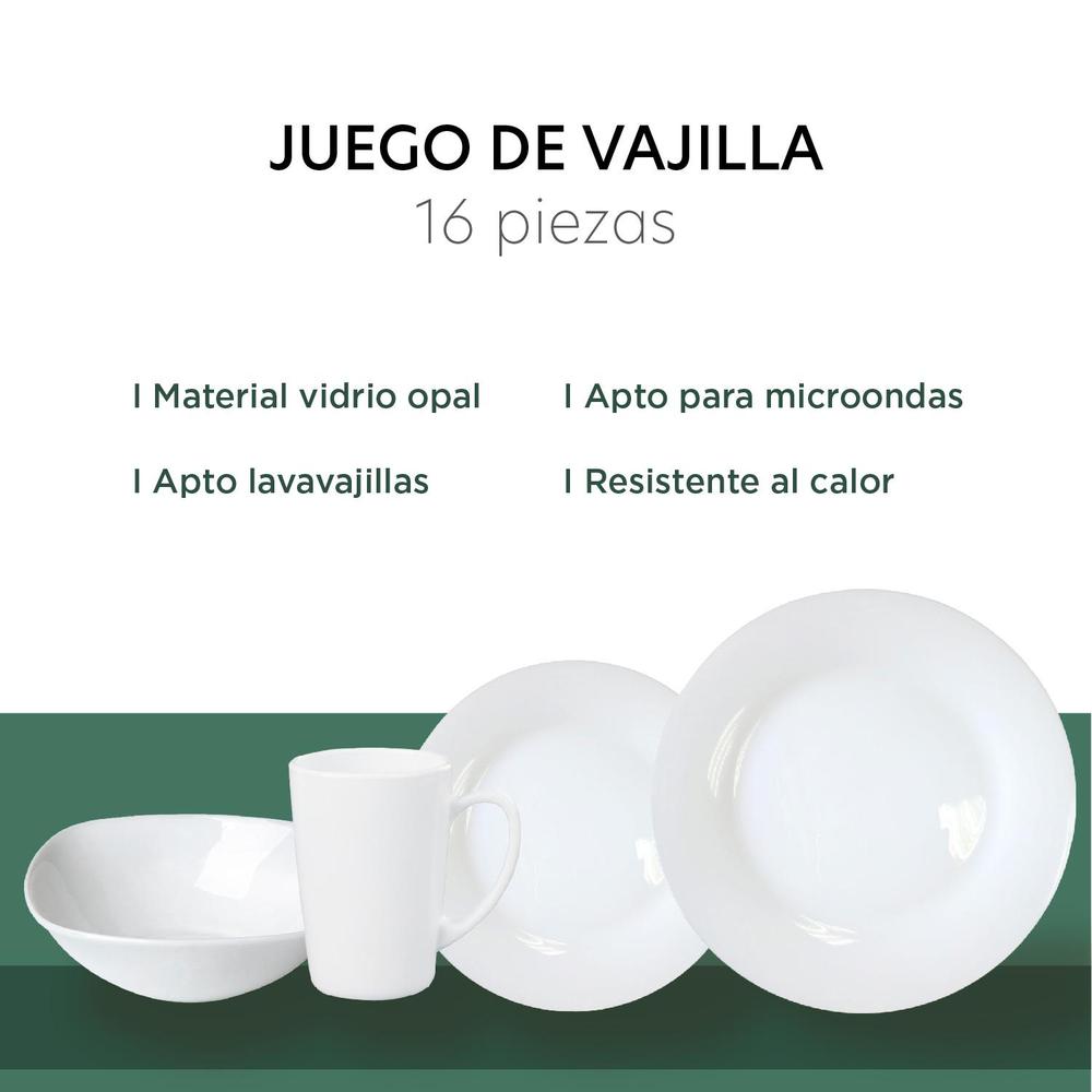 Foto 4 pulgar | Vajilla Opal De 16 Pzas Redonda 4 Personas Moderna Elegante