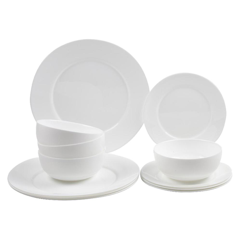 Vajilla 12 Pzas Moderna De Opal Blanca 4 Personas Kingshouse