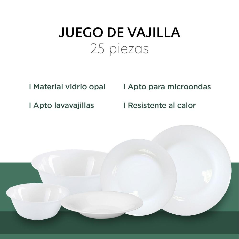 Foto 4 pulgar | Vajilla Opal 25pzas Redonda Para 6 Personas Moderna Elegante