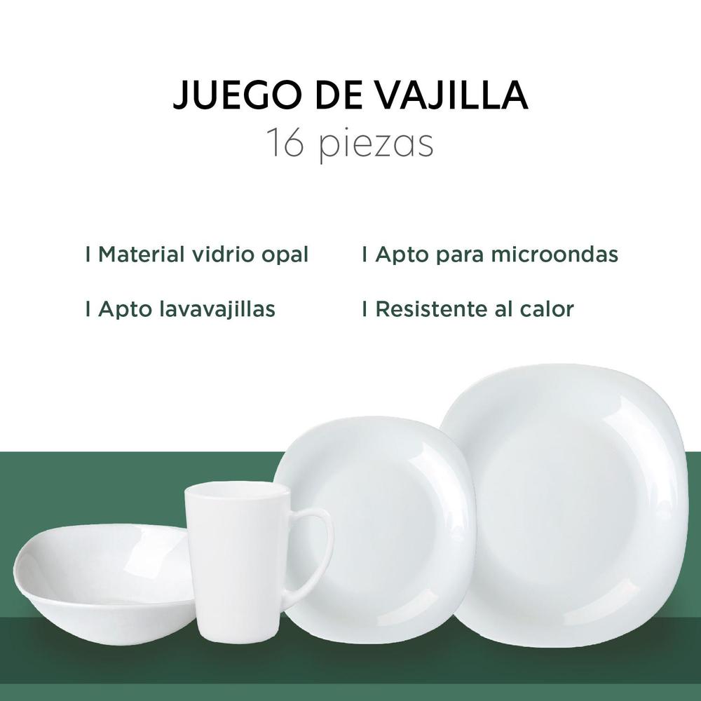 Foto 4 pulgar | Vajilla Opal De 16 Pzas Cuadrada 4 Personas Moderna Elegante
