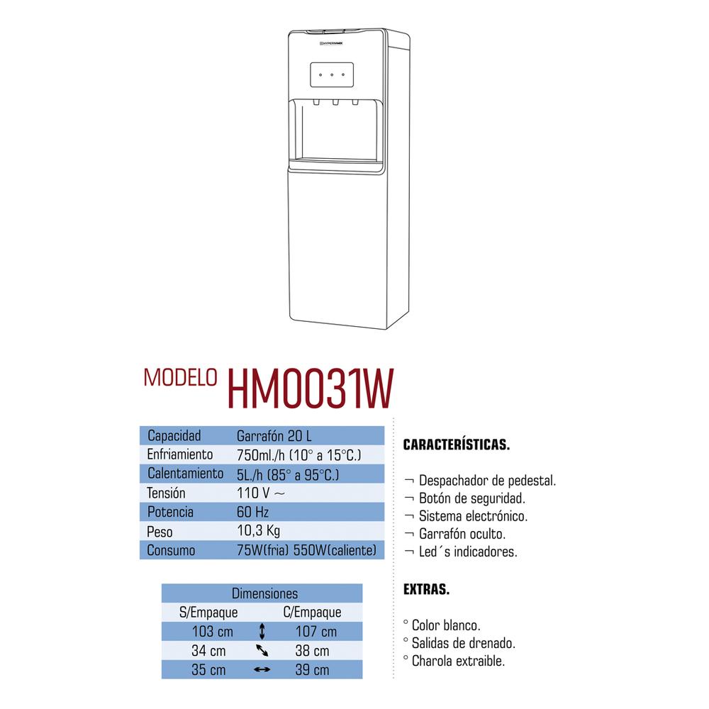 Foto 4 | Dispensador de Agua Hypermark Easywater color Blanco
