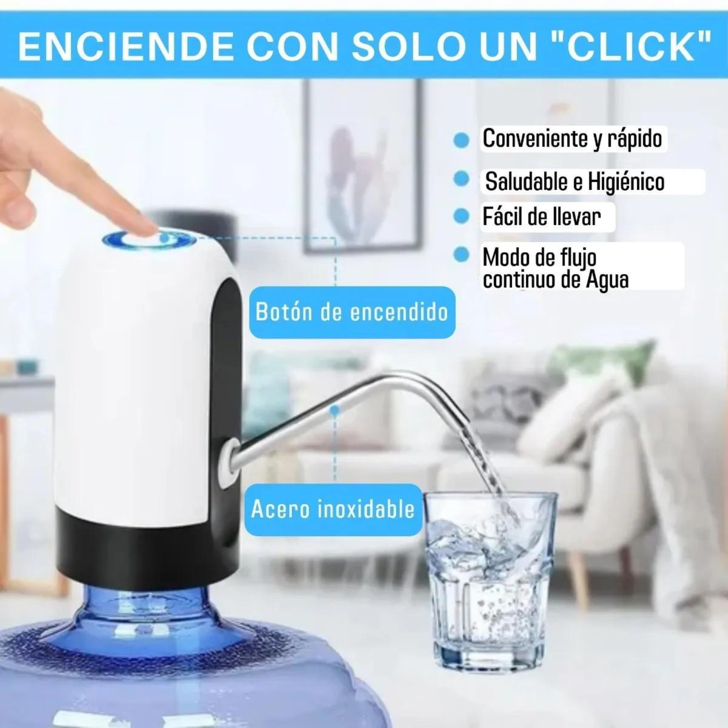 Foto 4 pulgar | Dispensador De Agua Eléctrico Recargable USB Bomba De Agua Dosyu