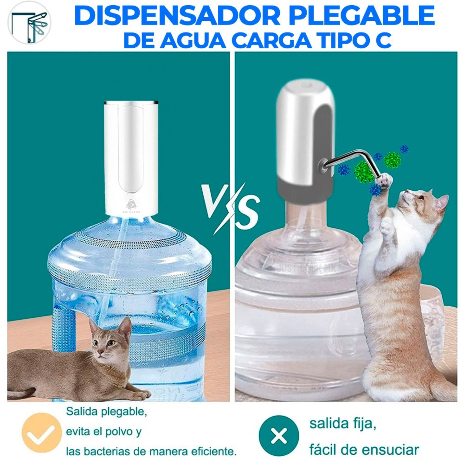 Foto 5 pulgar | Dispensador de Agua Automático Plegable JustClick MX Blanco