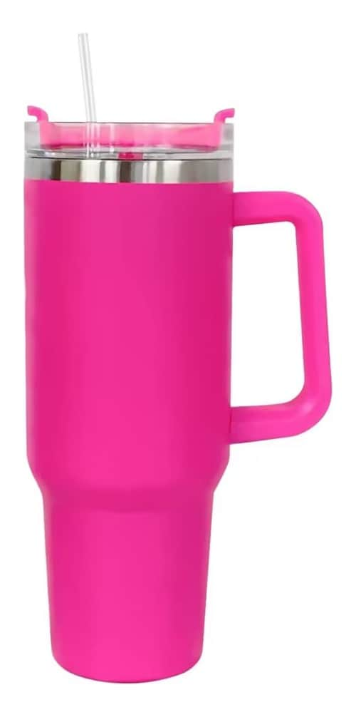 Vaso al Vacío Wünd Rosa Fuerte de Acero 40 Onzas con Asa y Popote $834