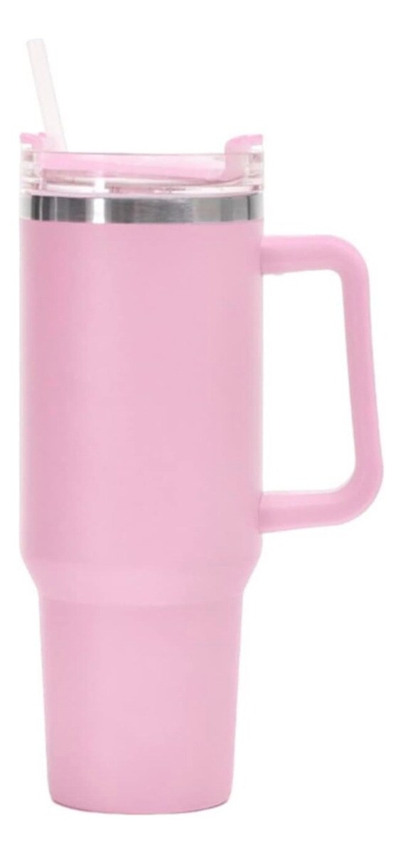 Vaso al Vacío Wünd Rosa de Acero 40 Onzas con Asa y Popote $834