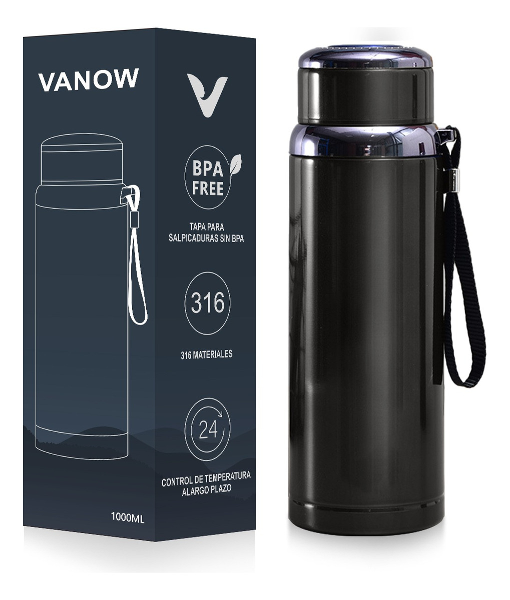 Termo de Acero Inoxidable Vanow Aislado Al Vacío 1000 ml Negro