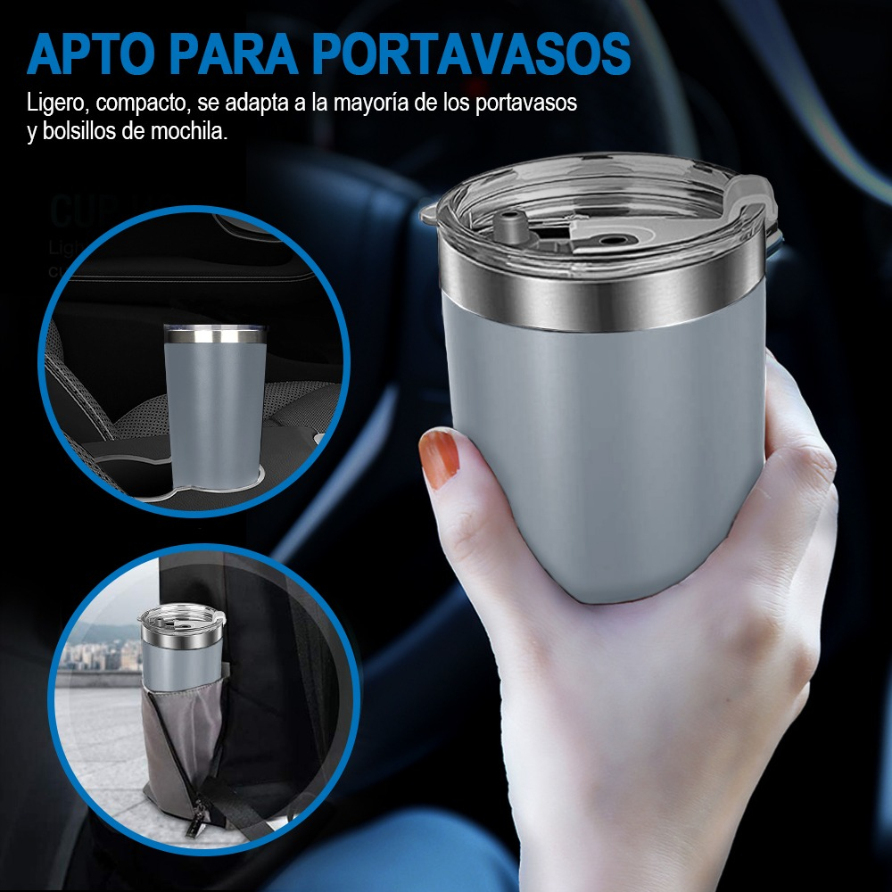 Foto 4 pulgar | Vaso Térmico De 20oz Acero Inoxidable Con Popote y Cepillo Gris