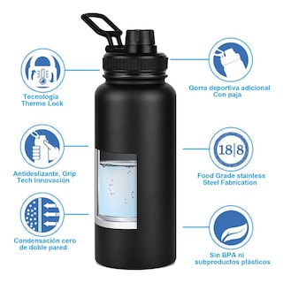 Foto 3 | Botella De Agua Fría/caliente De Acero Inoxidable De 1.2 L Azul Oscuro