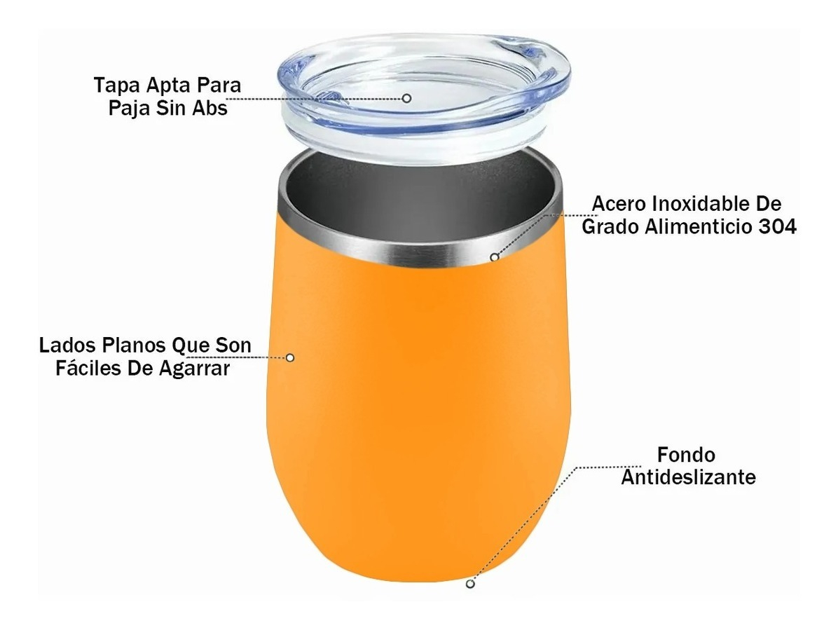 Foto 4 pulgar | Vaso Térmico Naranja Wünd 12oz de Acero Inoxidable