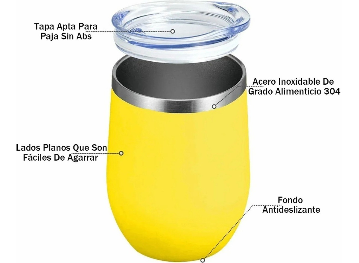 Foto 4 pulgar | Vaso Térmico Wünd Amarillo de Acero Inoxidable de 12 Oz