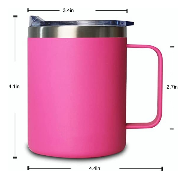 Foto 4 pulgar | 12 Oz Taza De Café De Acero Inoxidable Con Asa,taza Térmica, Rosa