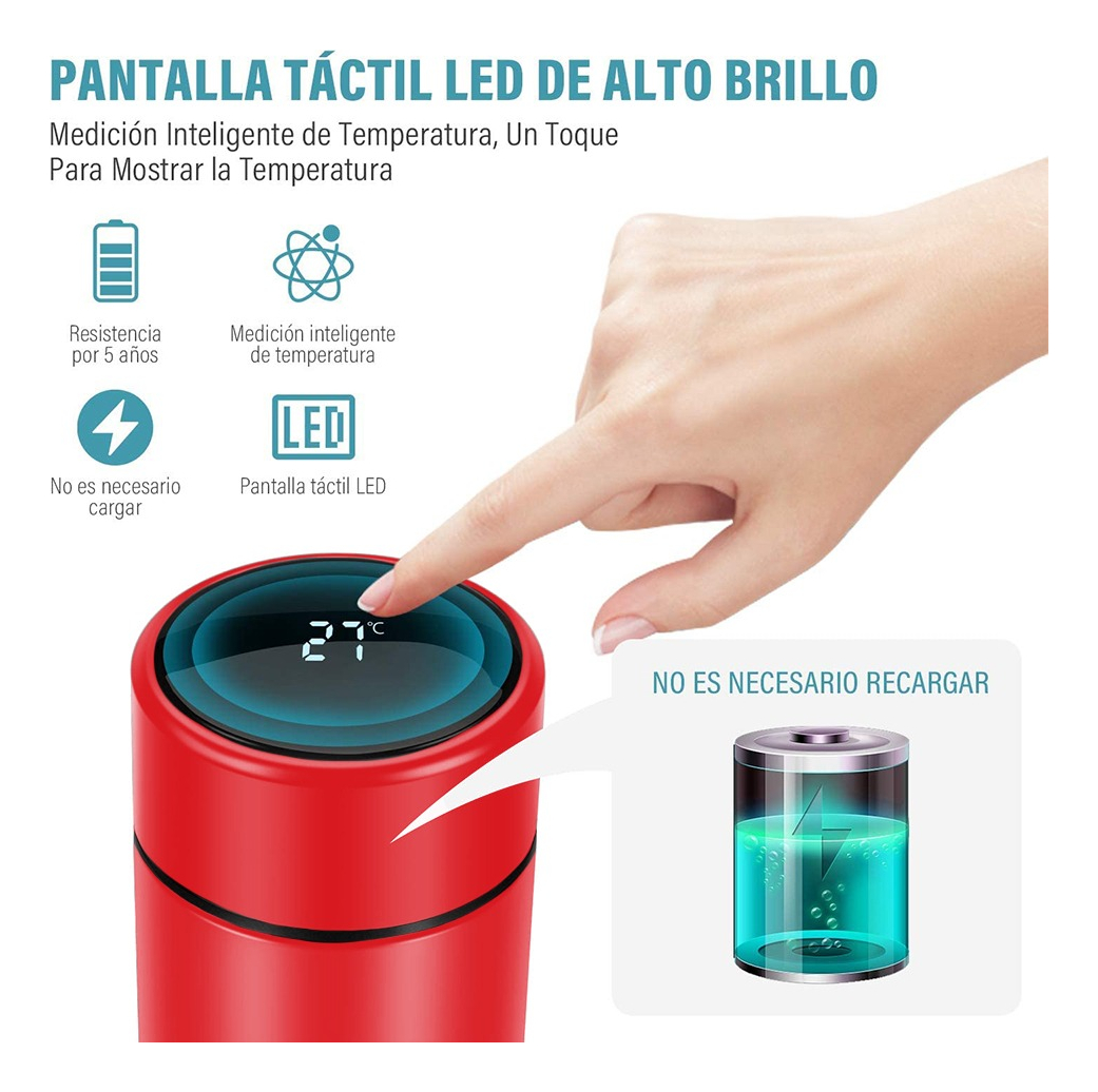 Foto 4 pulgar | Termo Digital Inteligente De Acero Inoxidable 500ml 4 Pack, Rojo