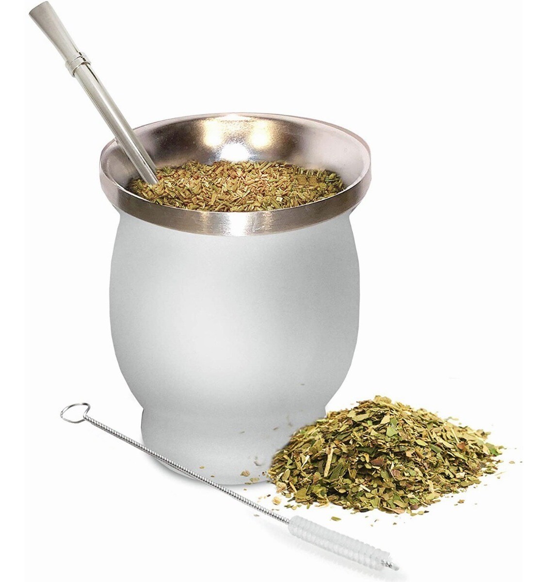 Set de Taza de Calabaza de Yerba Mate con Popote de Bombilla Wünd Blanco $751