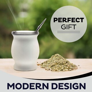 Foto 2 | Set de Taza de Calabaza de Yerba Mate con Popote de Bombilla Wünd Blanco