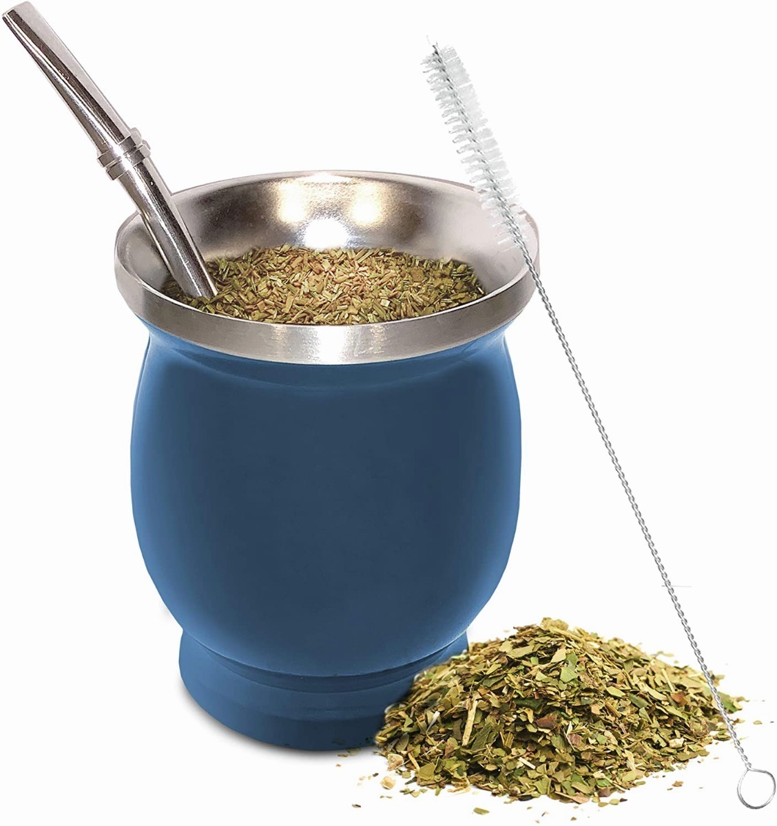 Set de Taza de Calabaza de Yerba Mate con Popote de Bombilla Wünd Azul