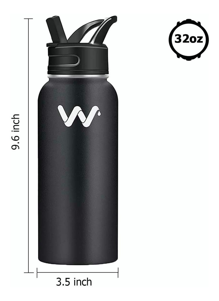 Termo Botella Acero Inoxidable Frio Caliente Portatil 32oz, Negro