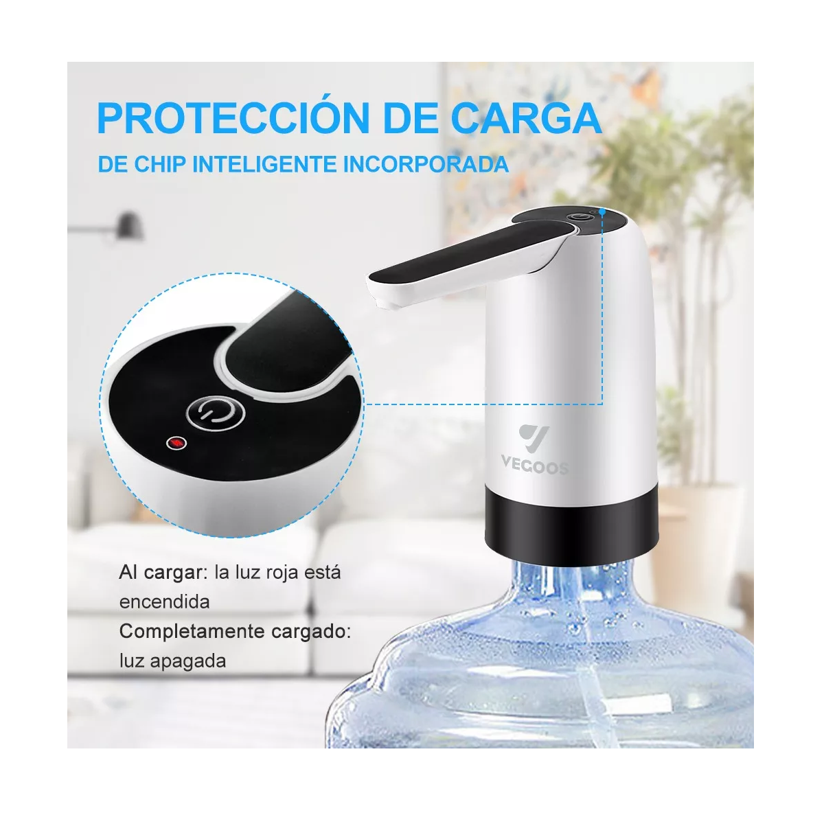 Foto 3 | Dispensador De Agua Eléctrico Recargable Usb Bomba De Agua Eo Safe Imports Esi-11632 Blanco