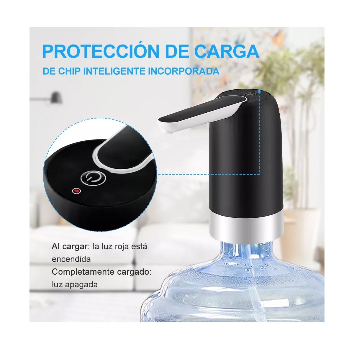 Foto 5 pulgar | Dispensador De Agua Eléctrico Recargable Usb Bomba De Agua Eo Safe Imports Esi-11633 Negro